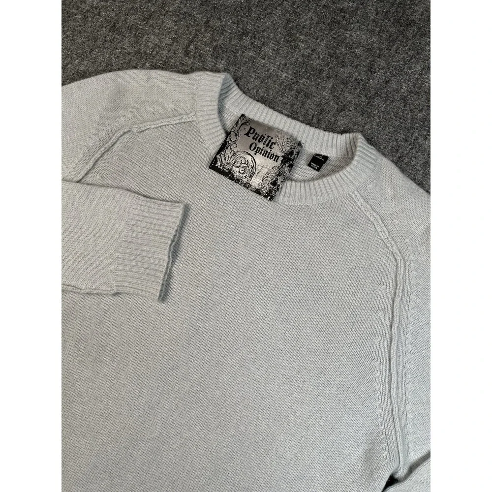 PUBLIC OPINION LONG‎ SLEEVE 100% CASHMERE CREW NECK SWEATER  Large BLUELuxury